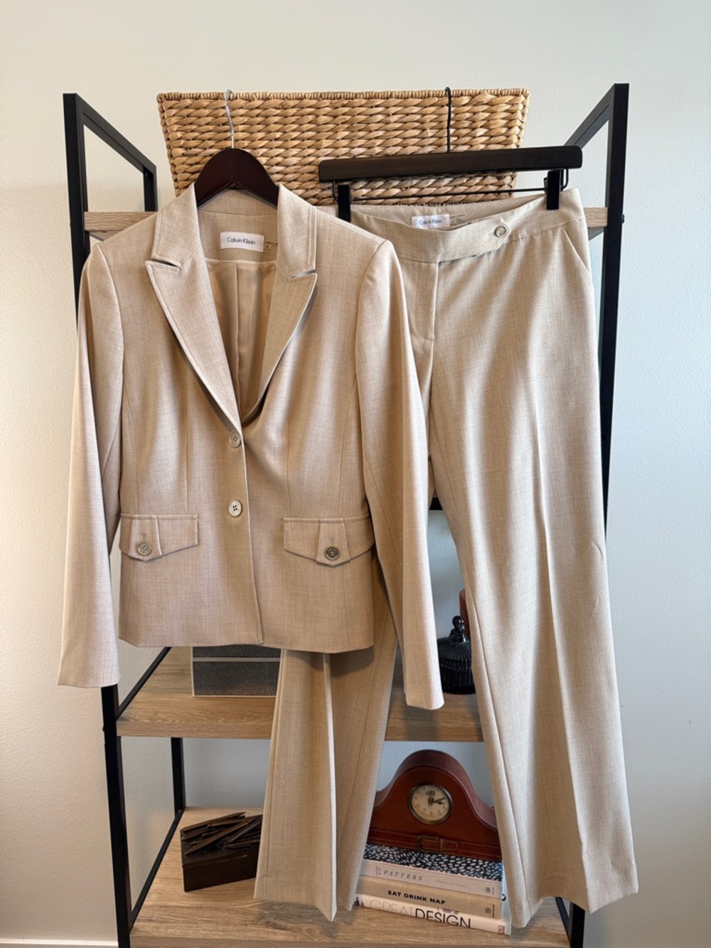 Calvin Klein Woven Career Professional Blazer Jacket (size 8) & Pant (size 6), 2